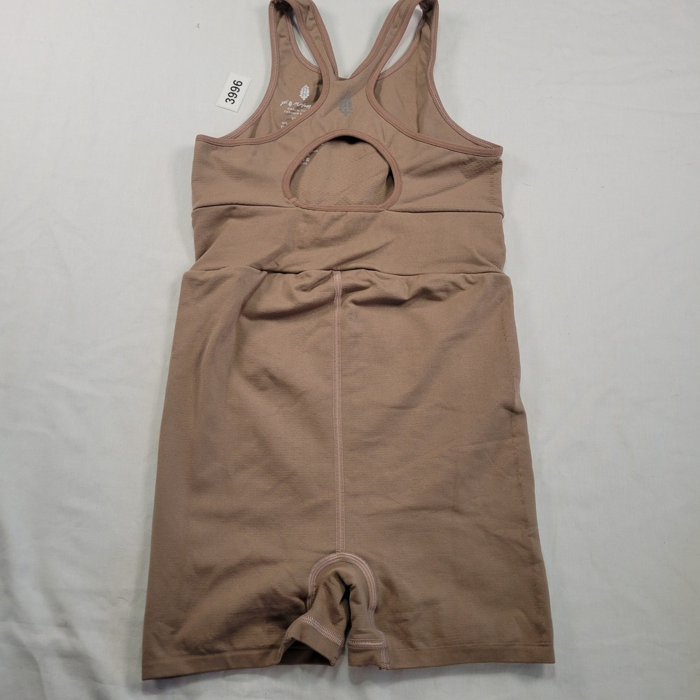 Free People Movement Good Karma Bodysuit Taupe Athletic Workout Dance XS S TPP